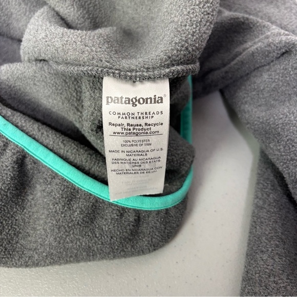 Patagonia Synchilla Women's Small Pullover Fleece Jacket Aqua Gray DAMAGE - Picture 8 of 11